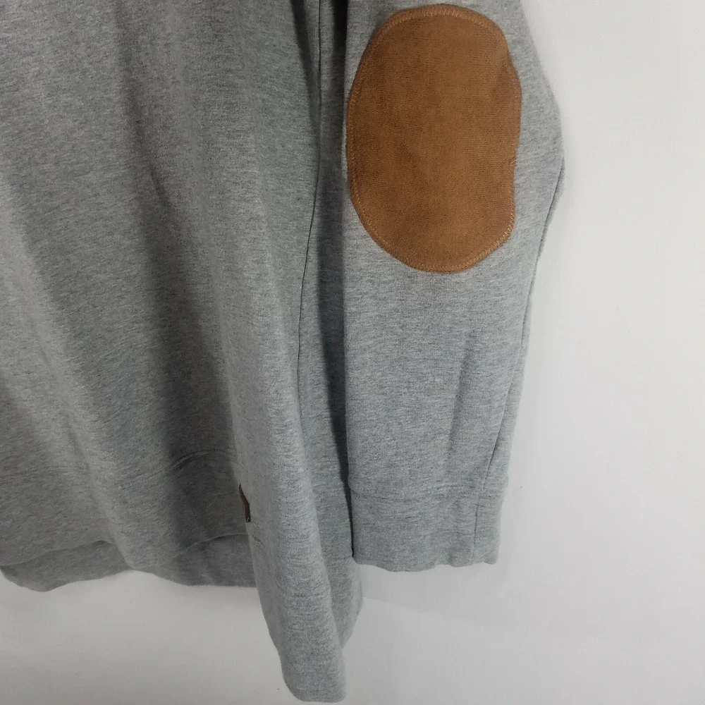 Marley Lilly Size Large pullover sweater gray with elbow pads and front monogram